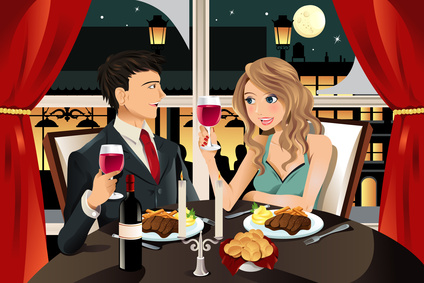 couple at dinner clipart