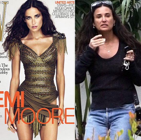 CELEBRITIES BEFORE AND AFTER PHOTOSHOP 7 demi moore hollywood actress hollywood top best famous popular model actress latest photo