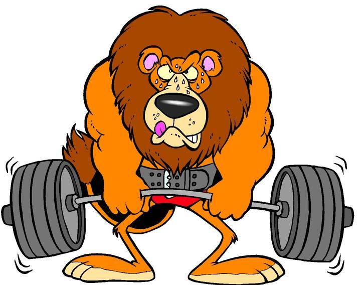 Weightlifting Lion Cartoon Clipart BluestemKS 1lg