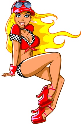 cartoon hot blonde racing girl