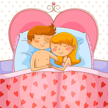 clipart couple in bed