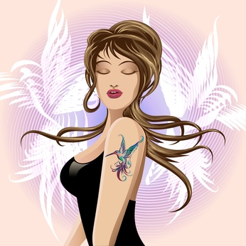 clipart girl with tattoo